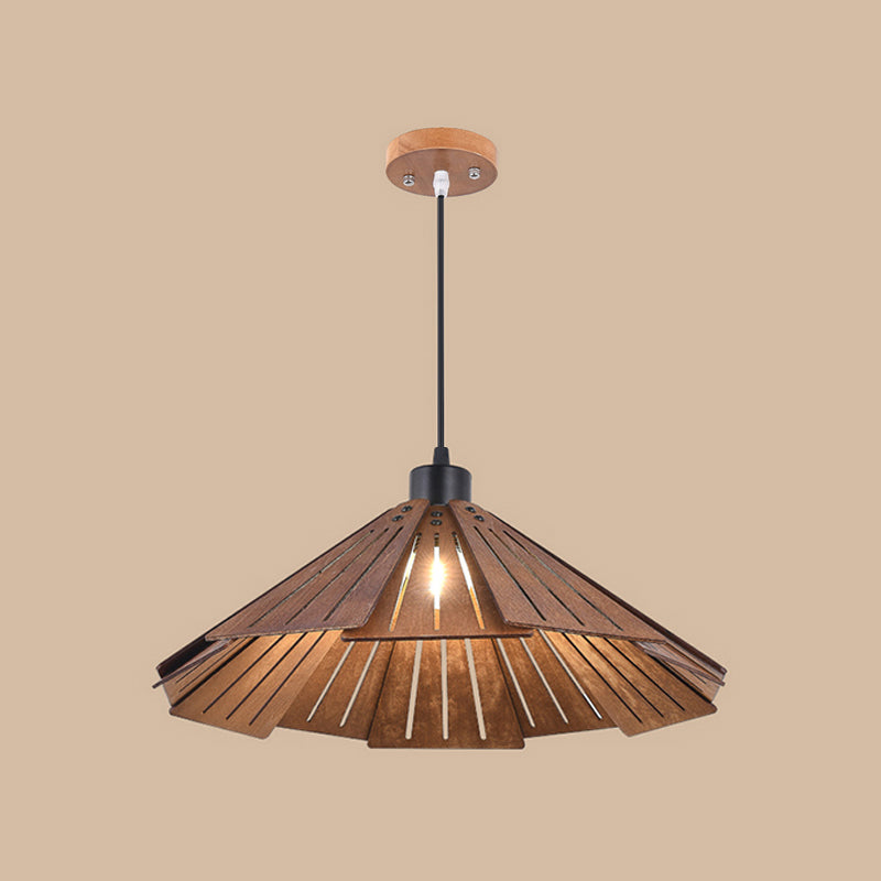 Pot Cover Shade Hanging Lighting Modern Style Wood 1 Light Sanging Lamping