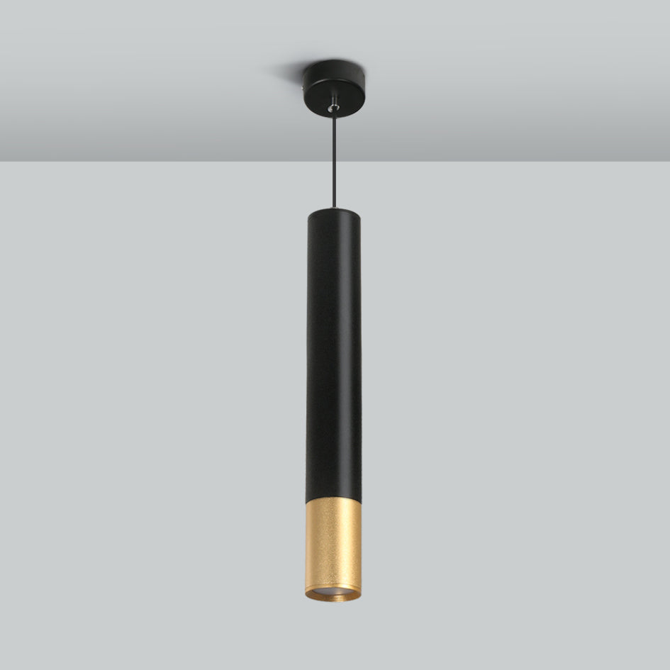 Zeitgenössischer Stil Zylinderform Pendelleuchte Light Metal 1 Leichte Hanglampe in Schwarz