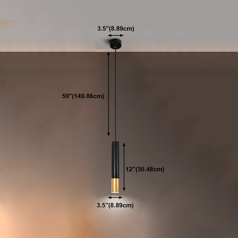 Forme du cylindre de style contemporain Pendant Light Metal 1 Lampe de suspension légère en noir