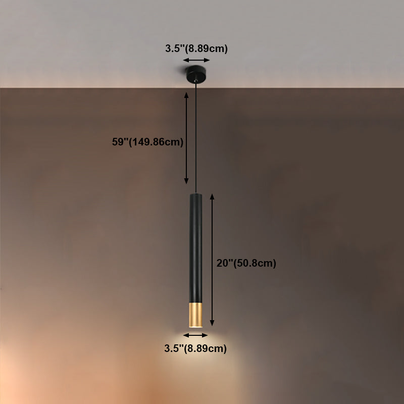 Forme du cylindre de style contemporain Pendant Light Metal 1 Lampe de suspension légère en noir
