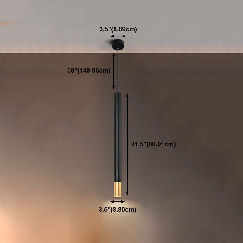 Forme du cylindre de style contemporain Pendant Light Metal 1 Lampe de suspension légère en noir