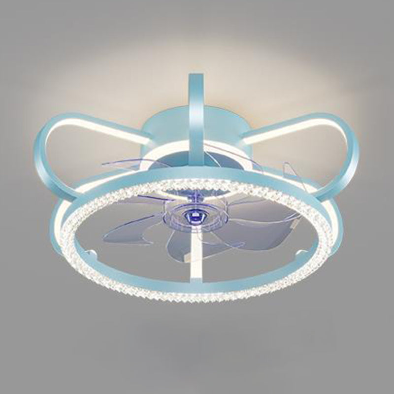 Metal Crown Ceiling Fan Lamp Modern Style LED Ceiling Light for Kids Bedroom