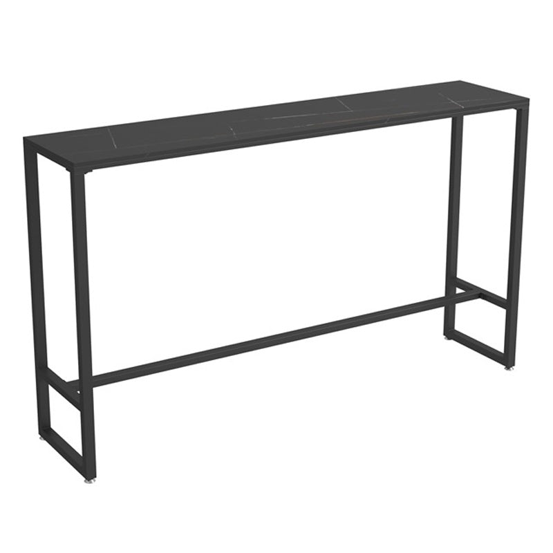 Stone Bar Dining Table Industrial Rectangle Bar Table with Black Base