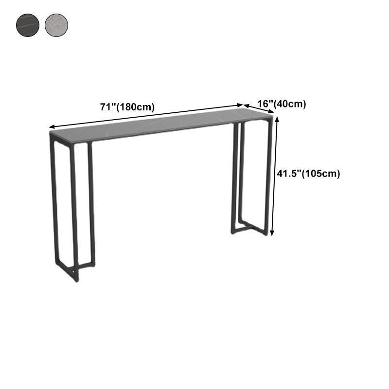 Stone Bar Dining Table Industrial Rectangle Bar Table with Black Base