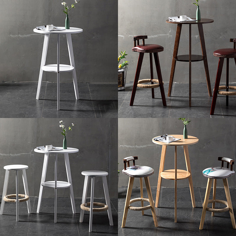 Modern Style Round Bar Table Wood Top Pub Table for Dining Room