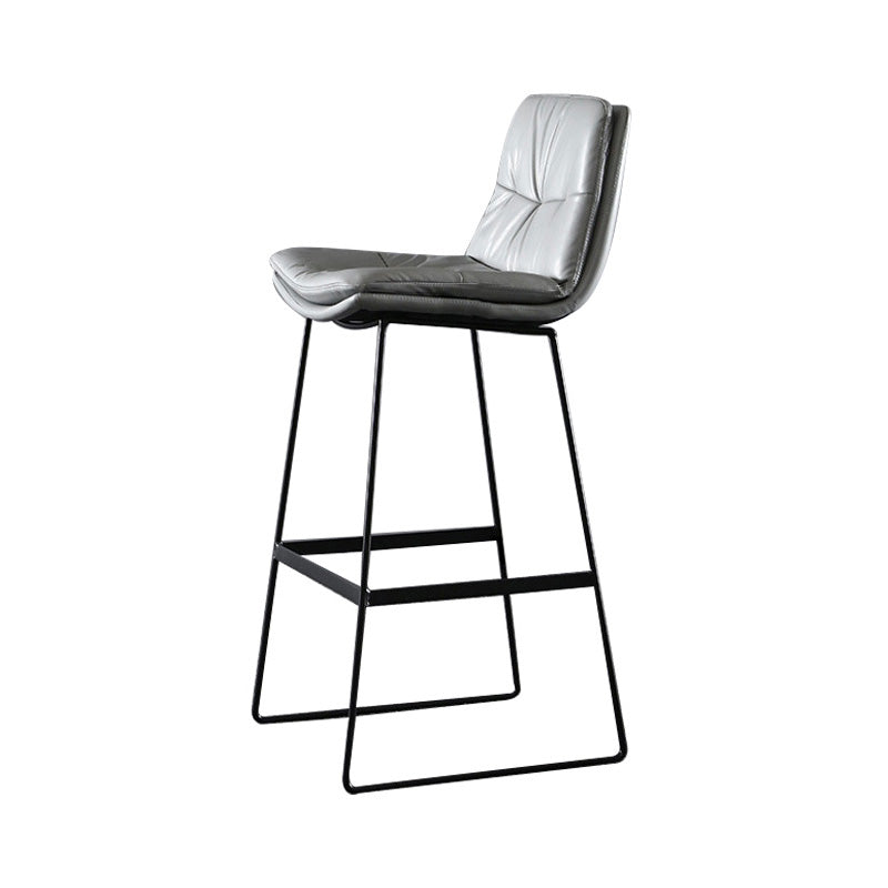 Modern Restaurant Leather Stool Matte Finish Footrest Low Back Barstool