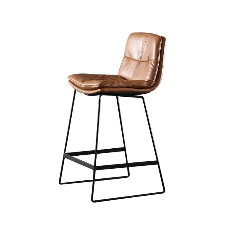 Modern Restaurant Leather Stool Matte Finish Footrest Low Back Barstool