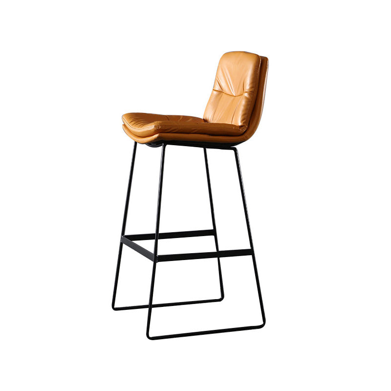Modern Restaurant Leather Stool Matte Finish Footrest Low Back Barstool