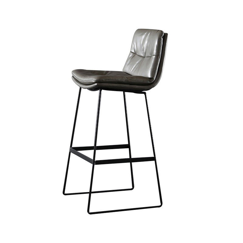 Modern Restaurant Leather Stool Matte Finish Footrest Low Back Barstool