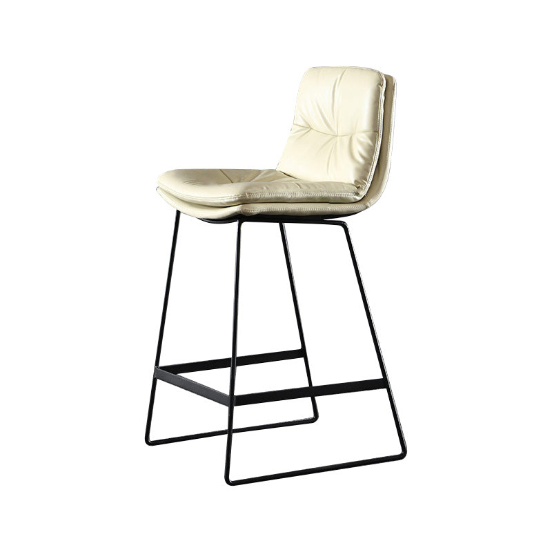 Modern Restaurant Leather Stool Matte Finish Footrest Low Back Barstool