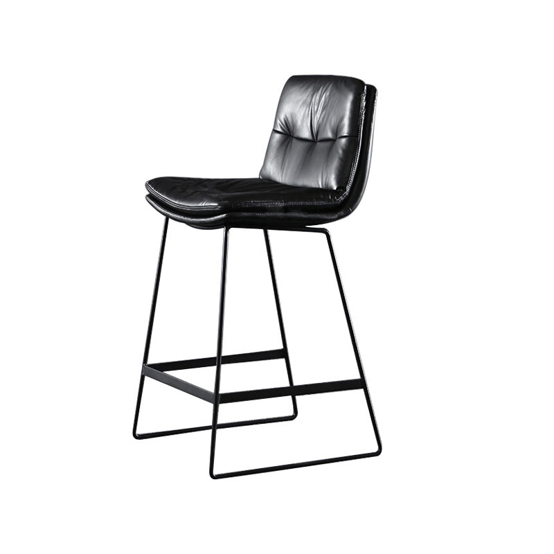 Modern Restaurant Leather Stool Matte Finish Footrest Low Back Barstool