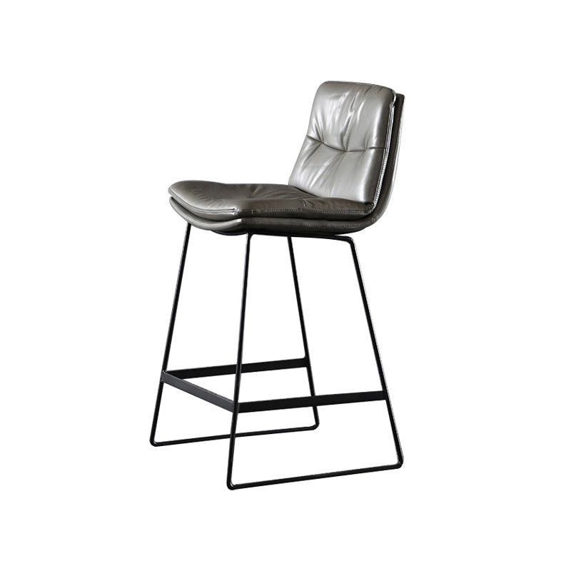 Modern Restaurant Leather Stool Matte Finish Footrest Low Back Barstool