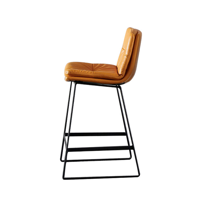 Modern Restaurant Leather Stool Matte Finish Footrest Low Back Barstool