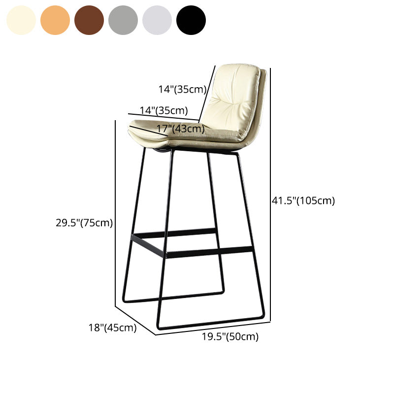 Modern Restaurant Leather Stool Matte Finish Footrest Low Back Barstool