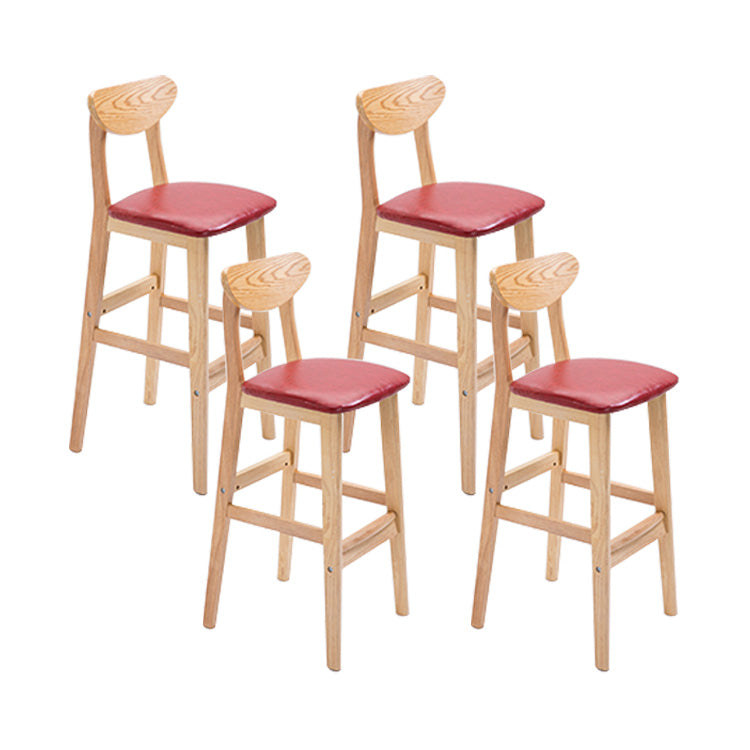 Scandinavian Oak Wood Upholstered Barstool Matte Finish Footrest Stool