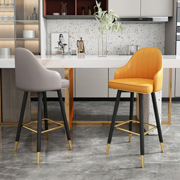 Contemporary Home Leather Stool Matte Finish Footrest Armed Stool