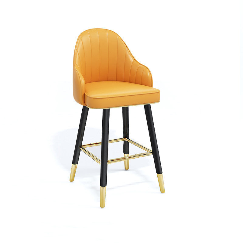 Contemporary Home Leather Stool Matte Finish Footrest Armed Stool