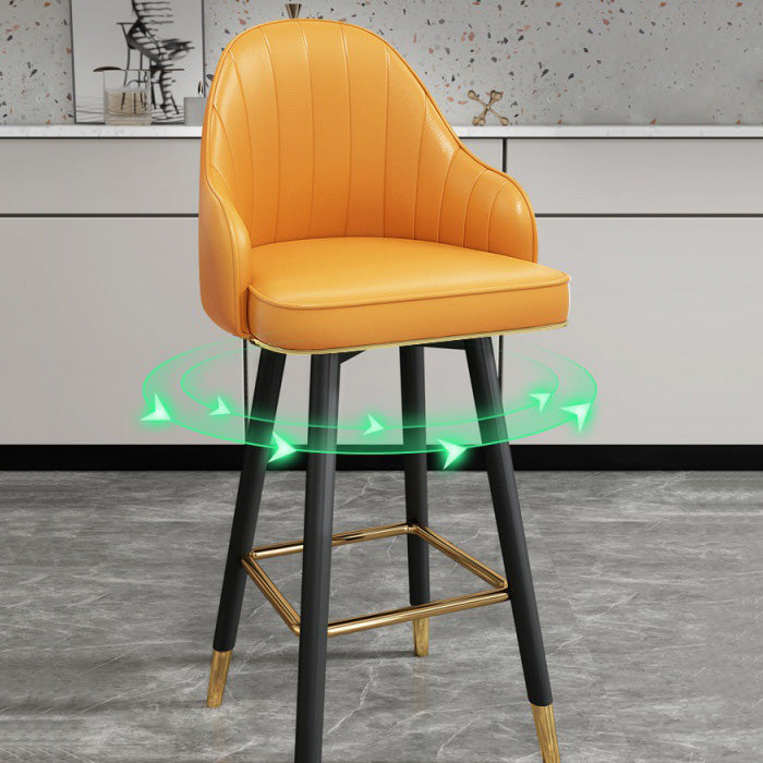 Contemporary Home Leather Stool Matte Finish Footrest Armed Stool