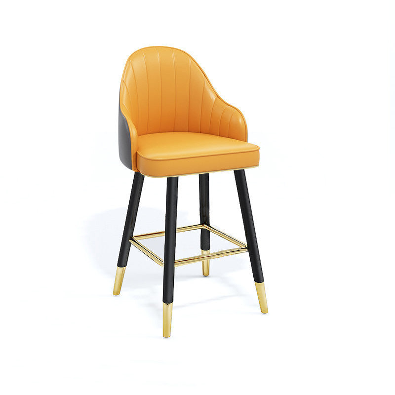 Contemporary Home Leather Stool Matte Finish Footrest Armed Stool