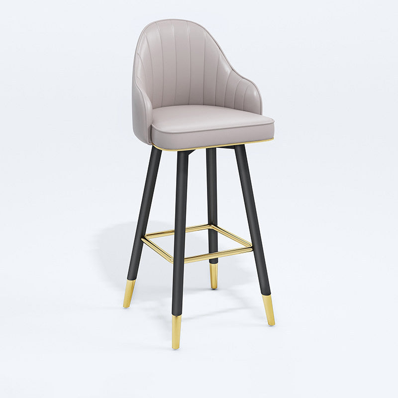 Contemporary Home Leather Stool Matte Finish Footrest Armed Stool