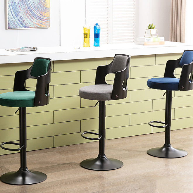 Modern Adjustable Swivel Barstool Matte Finish Footrest Stool