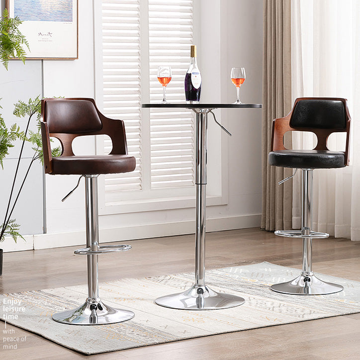 Modern Adjustable Swivel Barstool Matte Finish Footrest Stool