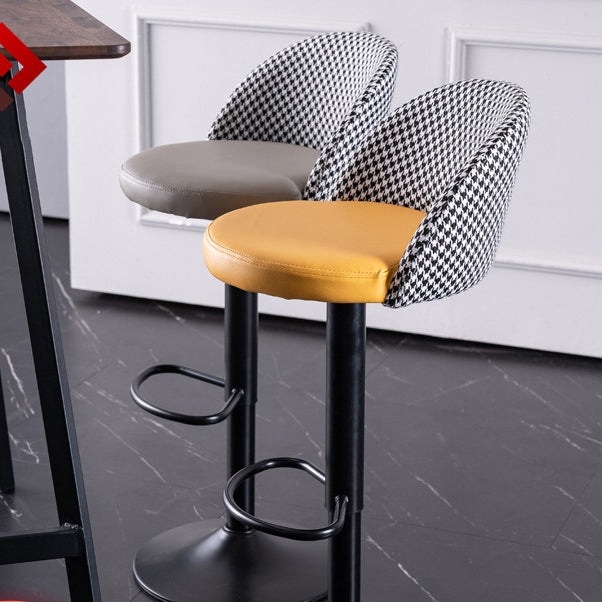 Contemporary Leather Home Stool Matte Finish Adjustable Footrest Barstool