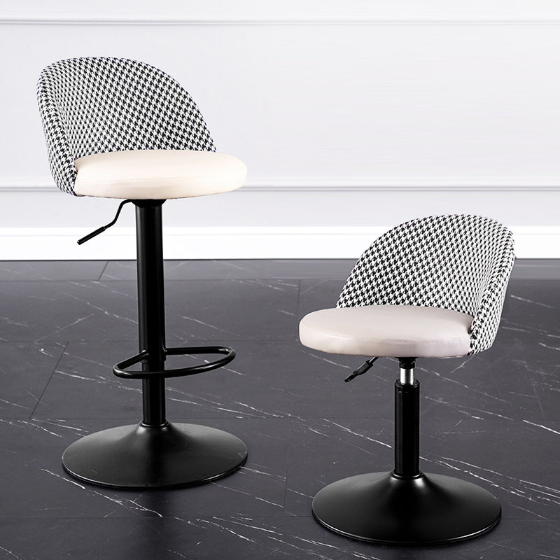 Contemporary Leather Home Stool Matte Finish Adjustable Footrest Barstool