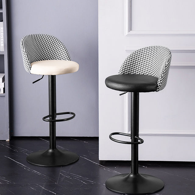 Contemporary Leather Home Stool Matte Finish Adjustable Footrest Barstool