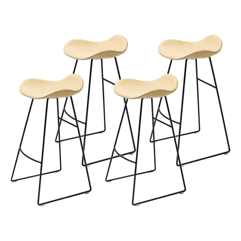 Leather Armless Home Stool Modern Footrest Matte Finish Barstool