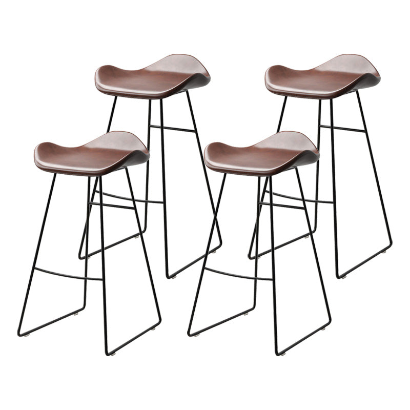 Leather Armless Home Stool Modern Footrest Matte Finish Barstool