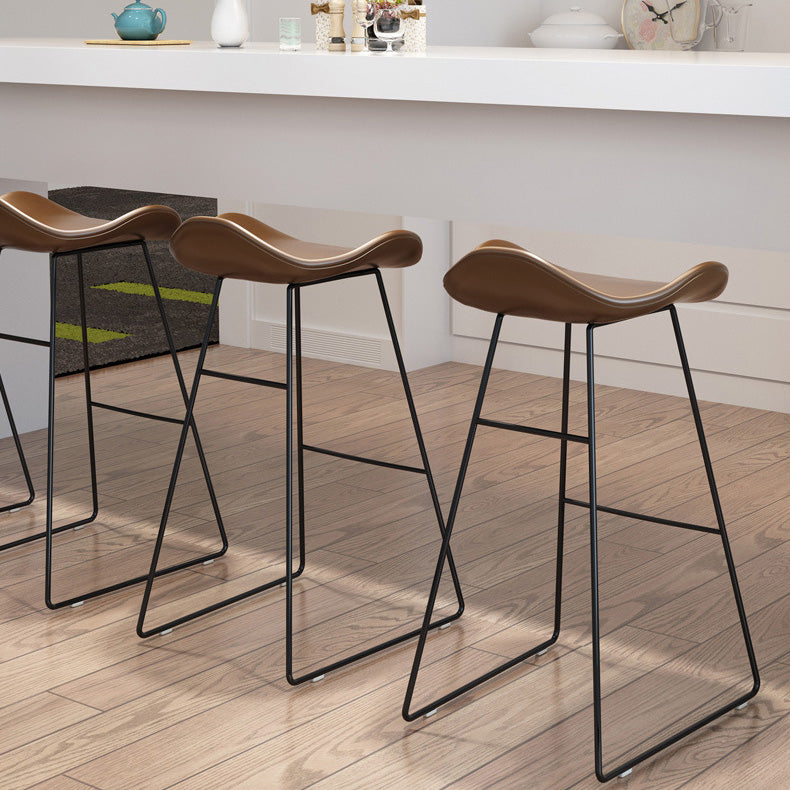 Leather Armless Home Stool Modern Footrest Matte Finish Barstool