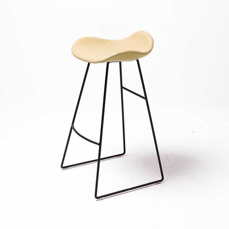 Leather Armless Home Stool Modern Footrest Matte Finish Barstool