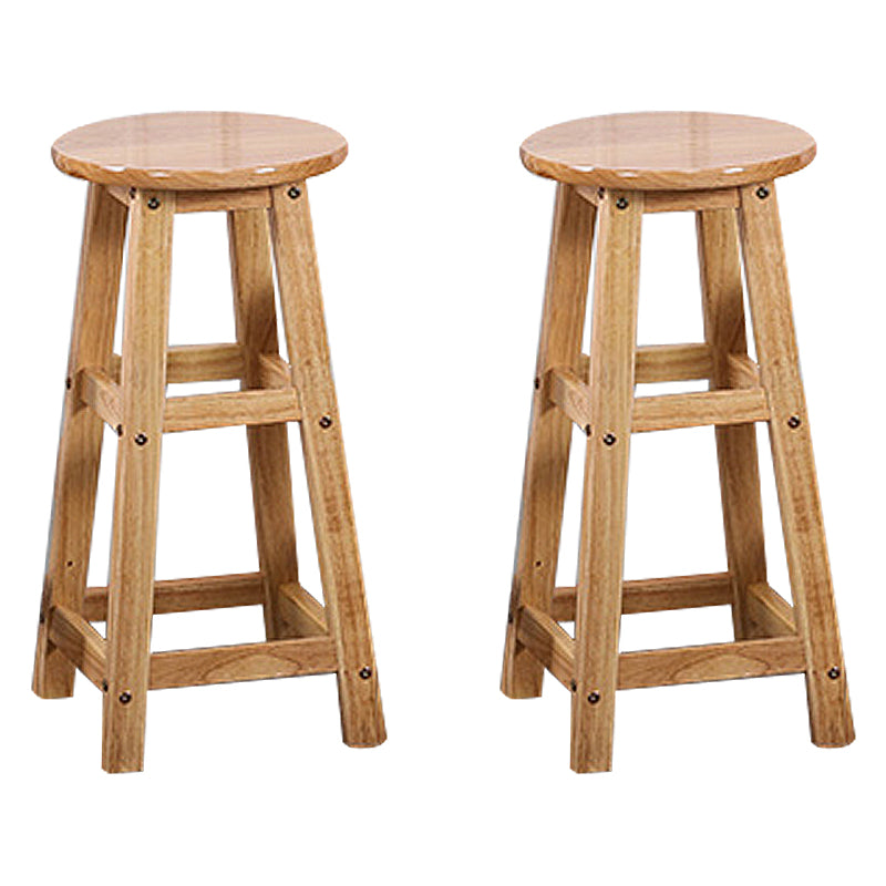 Modern Armless Backless Counter Stool Wood Cafe Bar Stool with Seat and Pedal