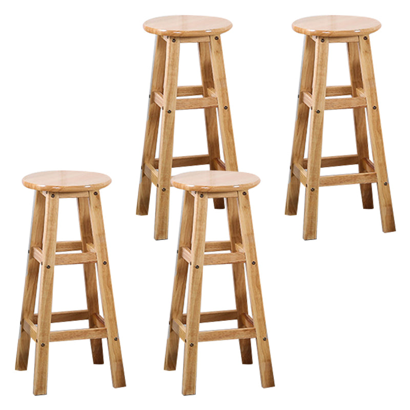 Modern Armless Backless Counter Stool Wood Cafe Bar Stool with Seat and Pedal