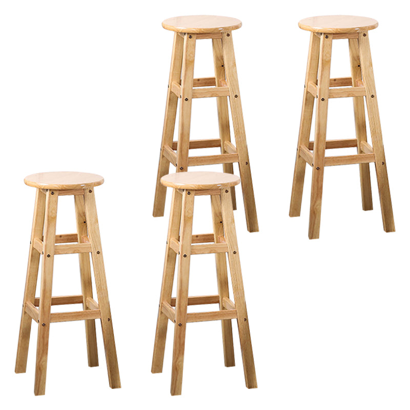 Modern Armless Backless Counter Stool Wood Cafe Bar Stool with Seat and Pedal
