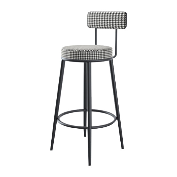 Modern Armless Backrest Counter Stool Iron Kitchen Bar Stool with Velvet Cushion