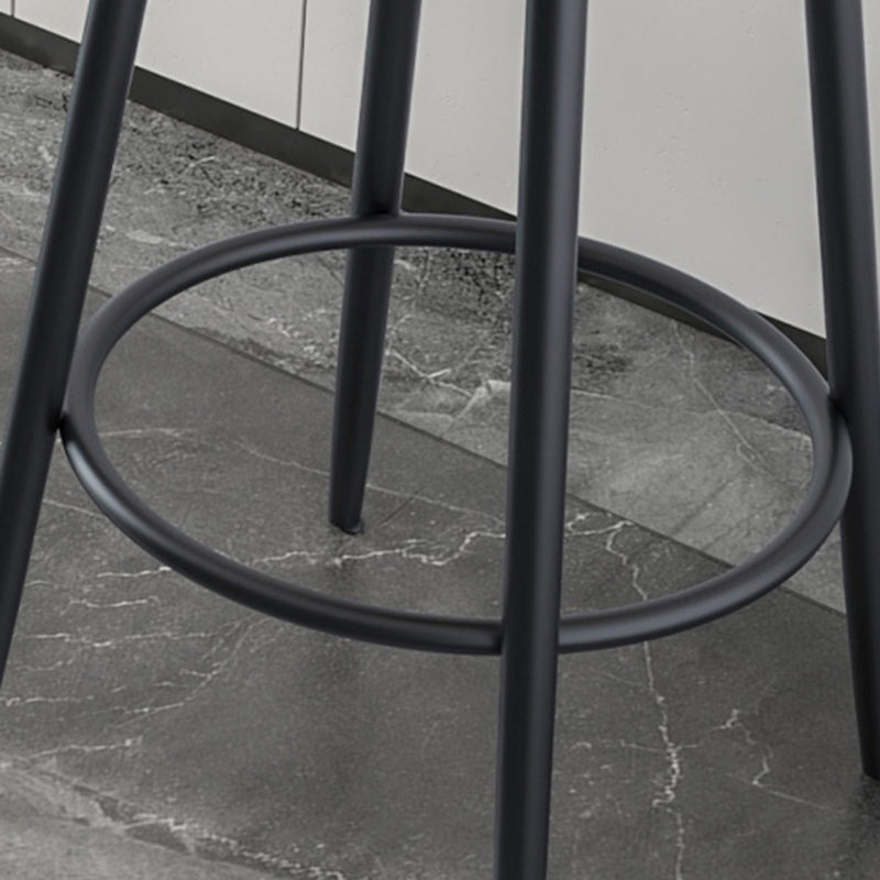 Modern Armless Backrest Counter Stool Iron Kitchen Bar Stool with Velvet Cushion