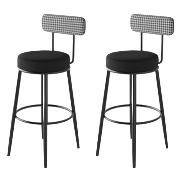 Modern Armless Backrest Counter Stool Iron Kitchen Bar Stool with Velvet Cushion