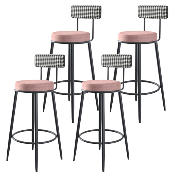Modern Armless Backrest Counter Stool Iron Kitchen Bar Stool with Velvet Cushion
