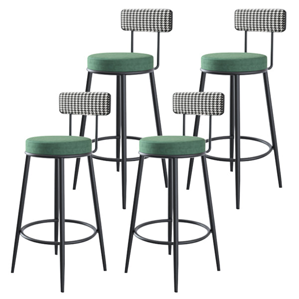 Modern Armless Backrest Counter Stool Iron Kitchen Bar Stool with Velvet Cushion