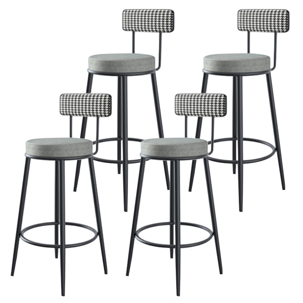 Modern Armless Backrest Counter Stool Iron Kitchen Bar Stool with Velvet Cushion