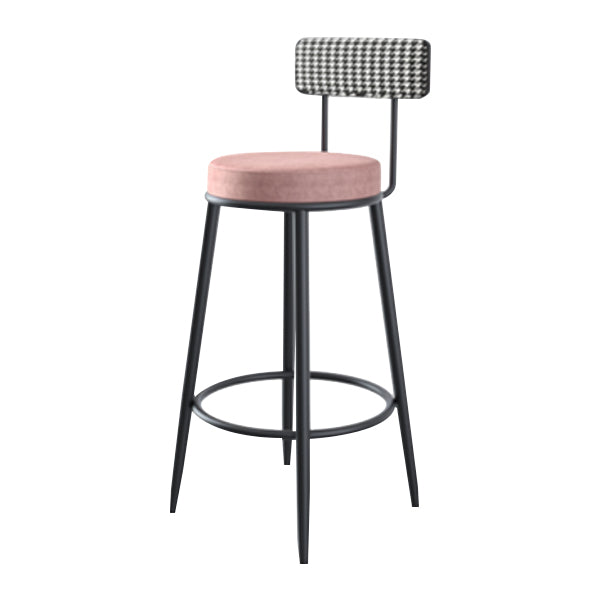 Modern Armless Backrest Counter Stool Iron Cashier Bar Stool with Velvet Cushion and Pedal