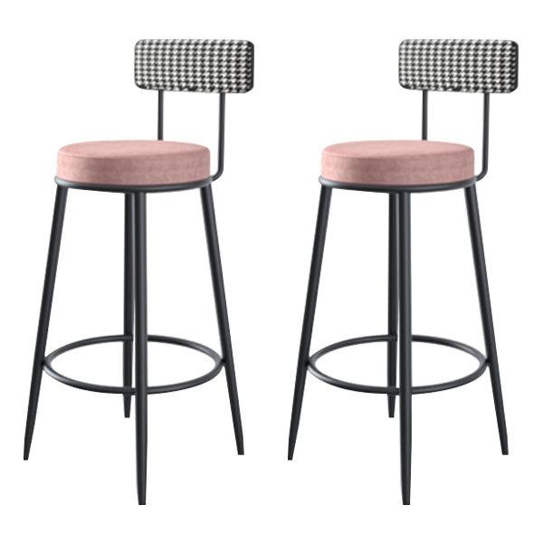 Modern Armless Backrest Counter Stool Iron Cashier Bar Stool with Velvet Cushion and Pedal