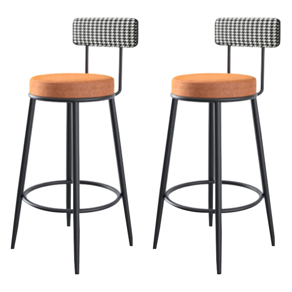 Modern Armless Backrest Counter Stool Iron Cashier Bar Stool with Velvet Cushion and Pedal