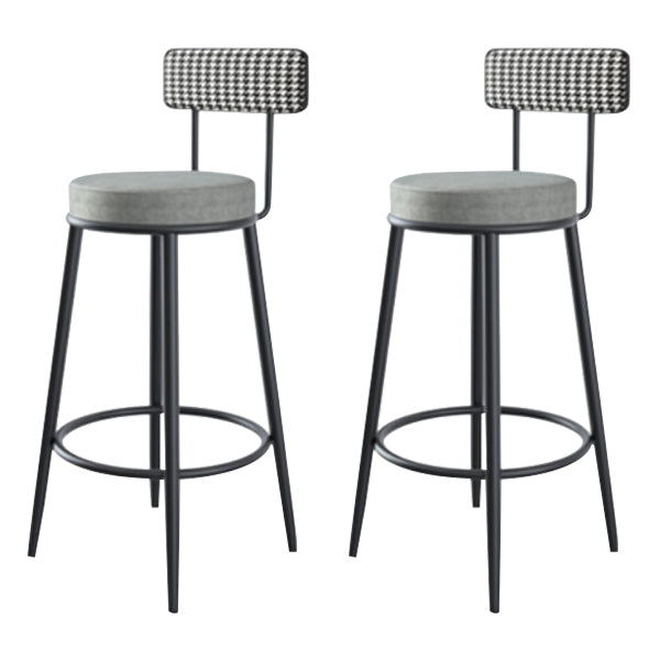 Modern Armless Backrest Counter Stool Iron Cashier Bar Stool with Velvet Cushion and Pedal