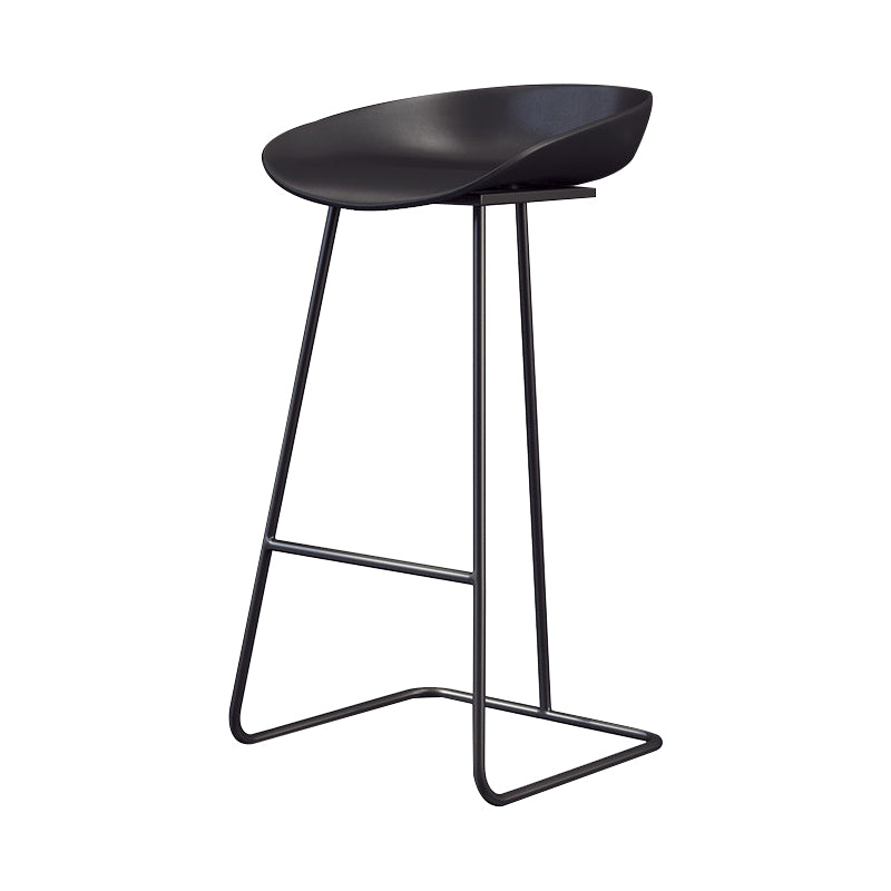 Glam Coffee Shop Footrest Stool Matte Finish Plastic Barstool