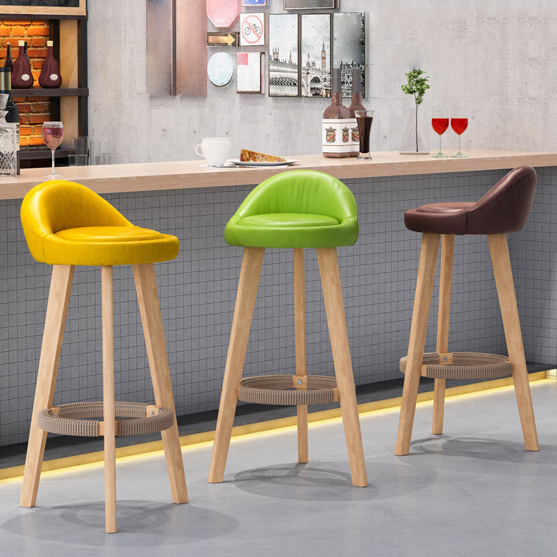 Scandinavian Home Solid Wood Bar Stool Matte Finish Footrest Stool