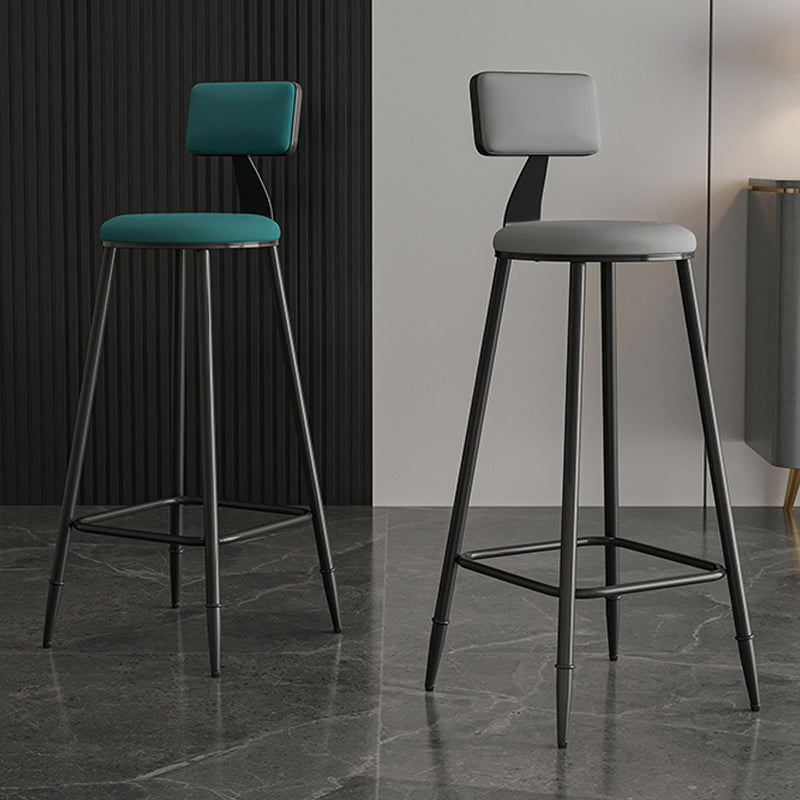 Modern Backrest Counter Stool Iron Milk Tea Shop Bar Stool with Cushion and Pedal