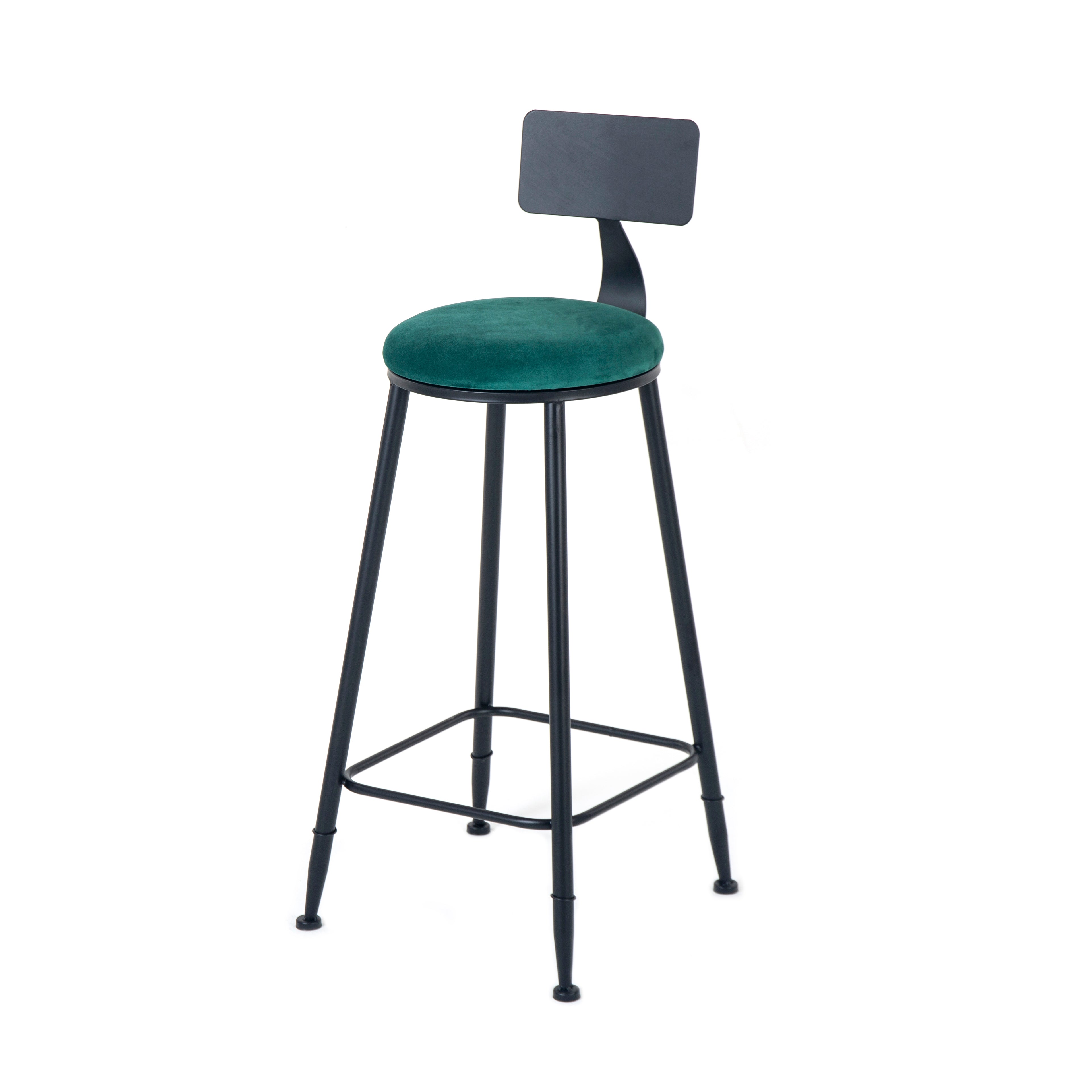 Modern Backrest Counter Stool Iron Milk Tea Shop Bar Stool with Cushion and Pedal
